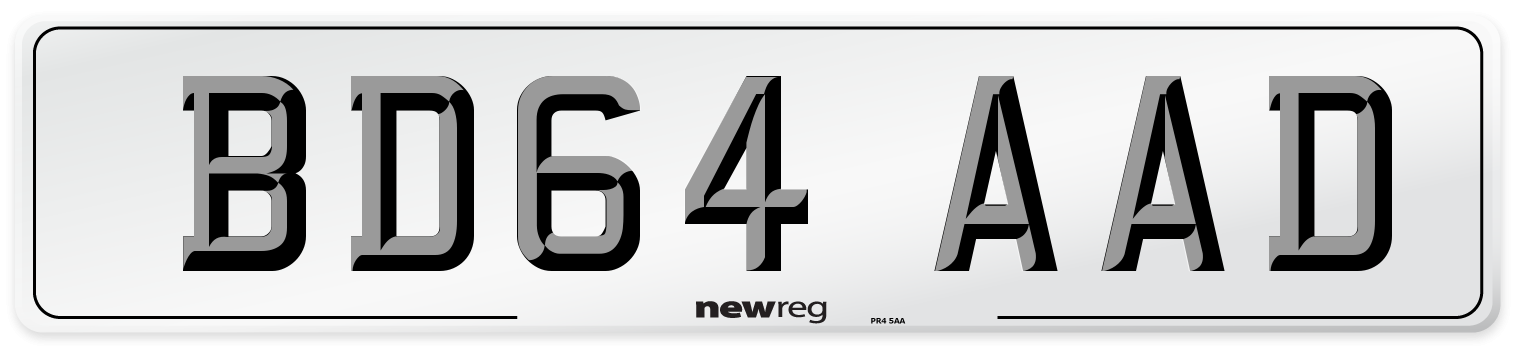BD64 AAD Number Plate from New Reg